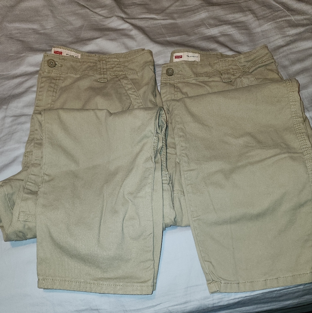 Wrangler Khaki cargo pants.  2 Available. Buying both comes with a discount.